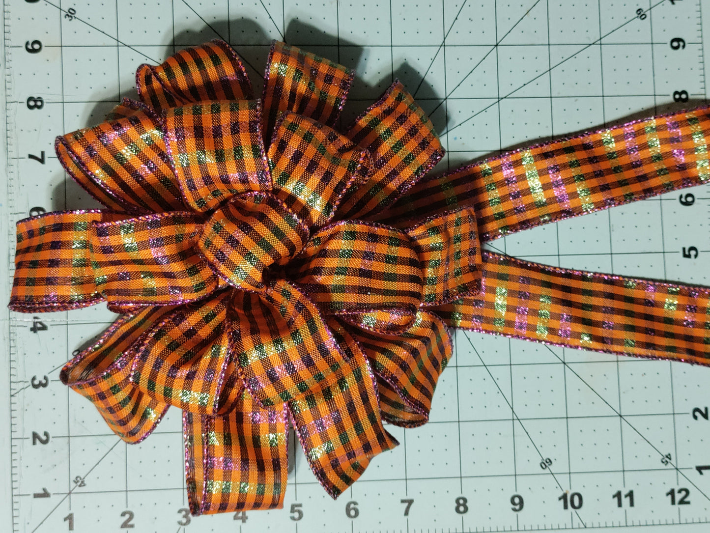 Orange, Black, Purple, and Green Pinstripes Bow