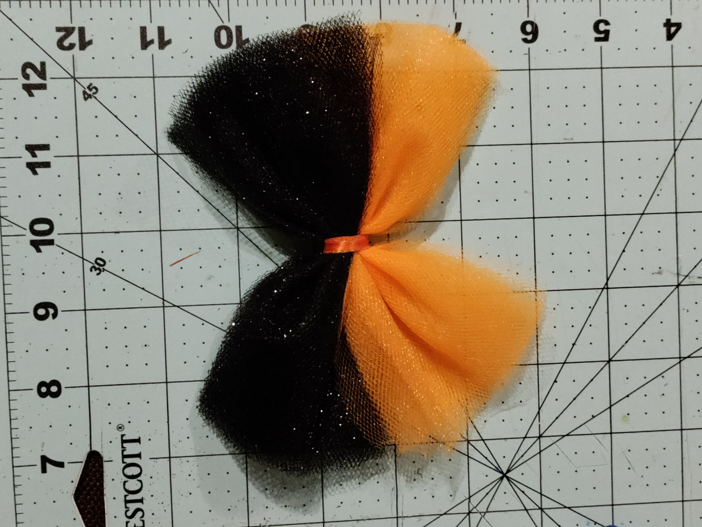 Orange and Black Glitter Tulle Hair Bow