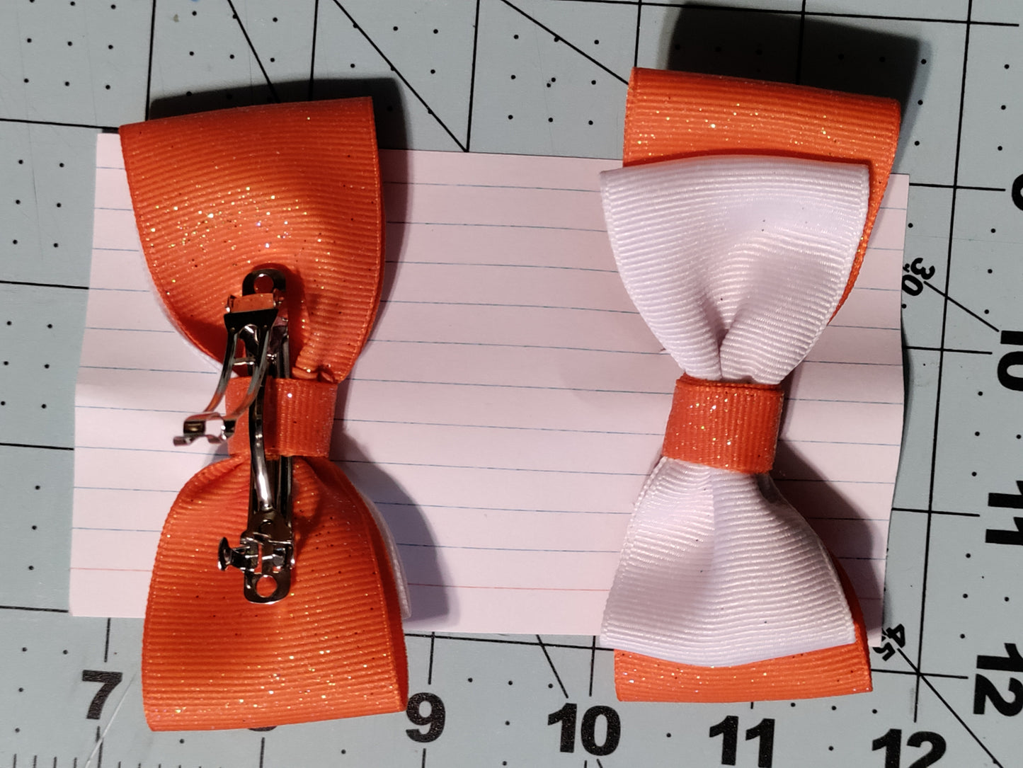 Orange and White Hair Bow