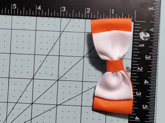 Orange and White Hair Bow