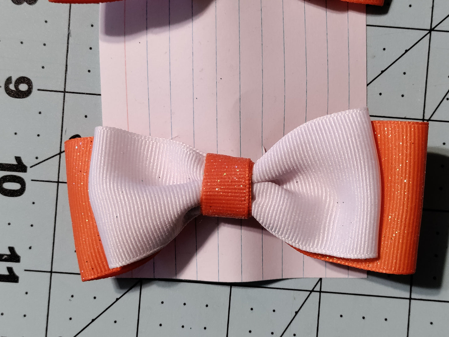 Orange and White Hair Bow