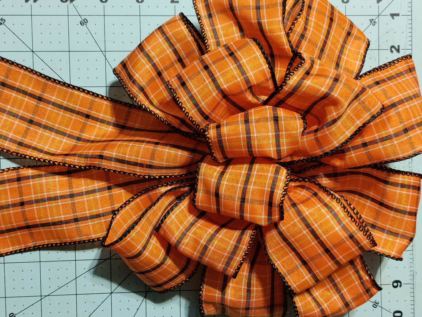 Orange with Black, White, and Yellow Stripes Bow with Tail