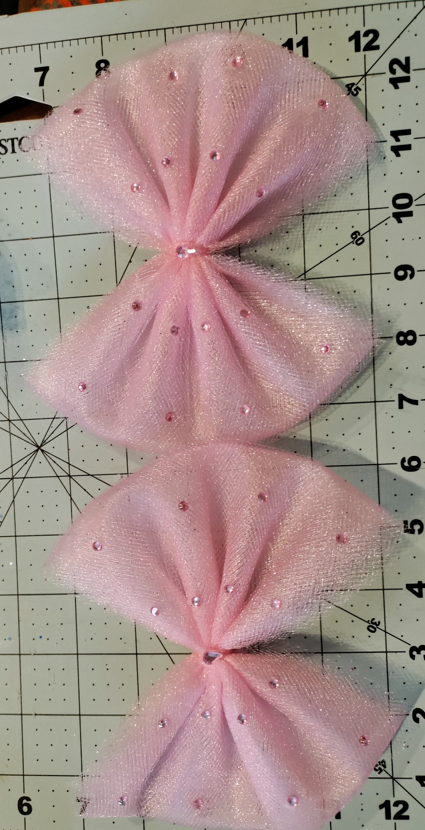 Pink Tulle Hair Bow with Accents
