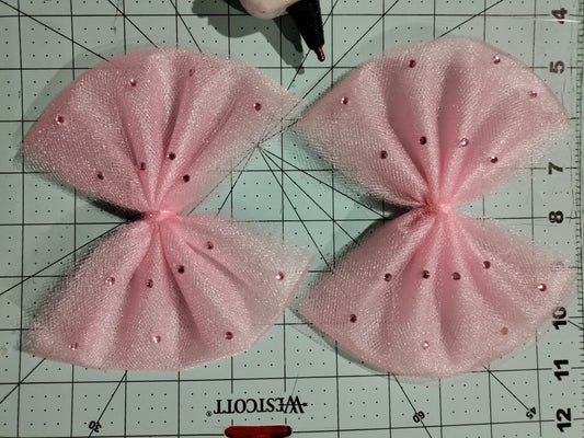 Pink Tulle Hair Bow with Accents