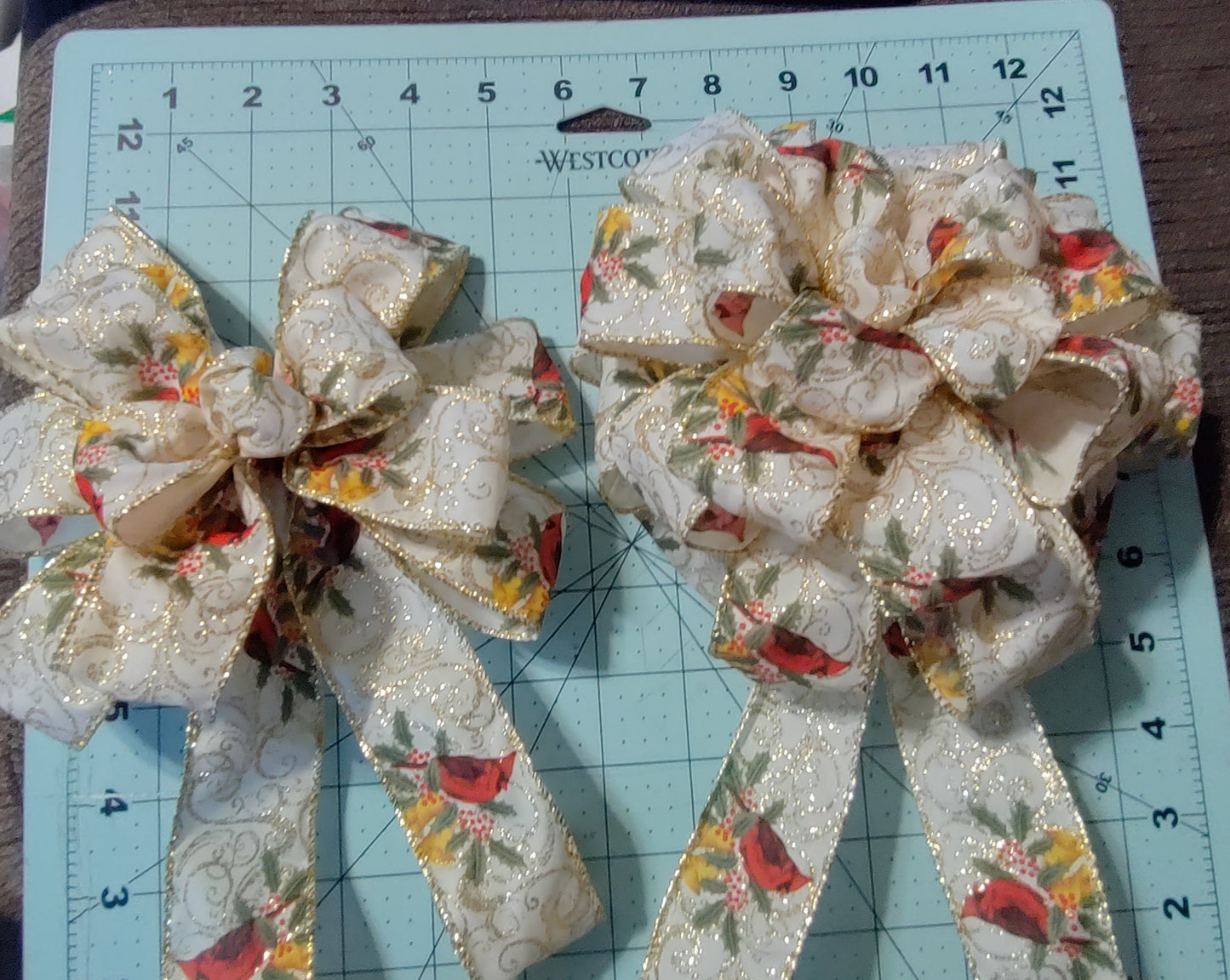 Red Cardinals with Gold Trimmings Bow