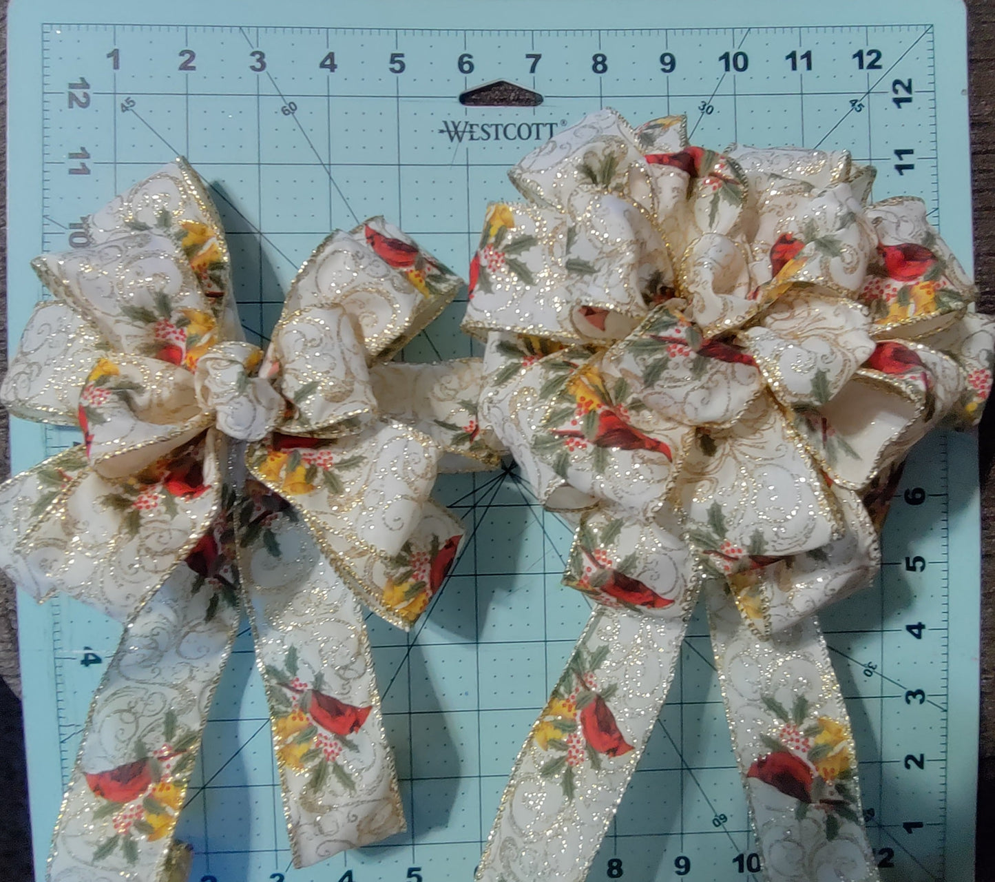 Red Cardinals with Gold Trimmings Bow