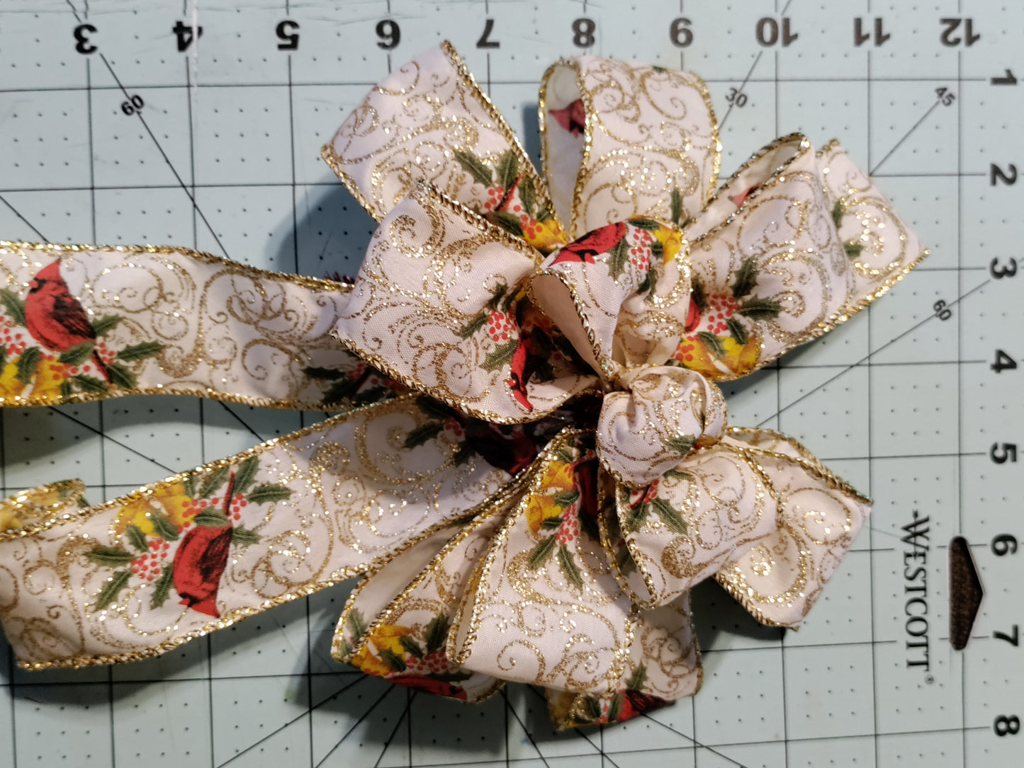 Red Cardinals with Gold Trimmings Bow