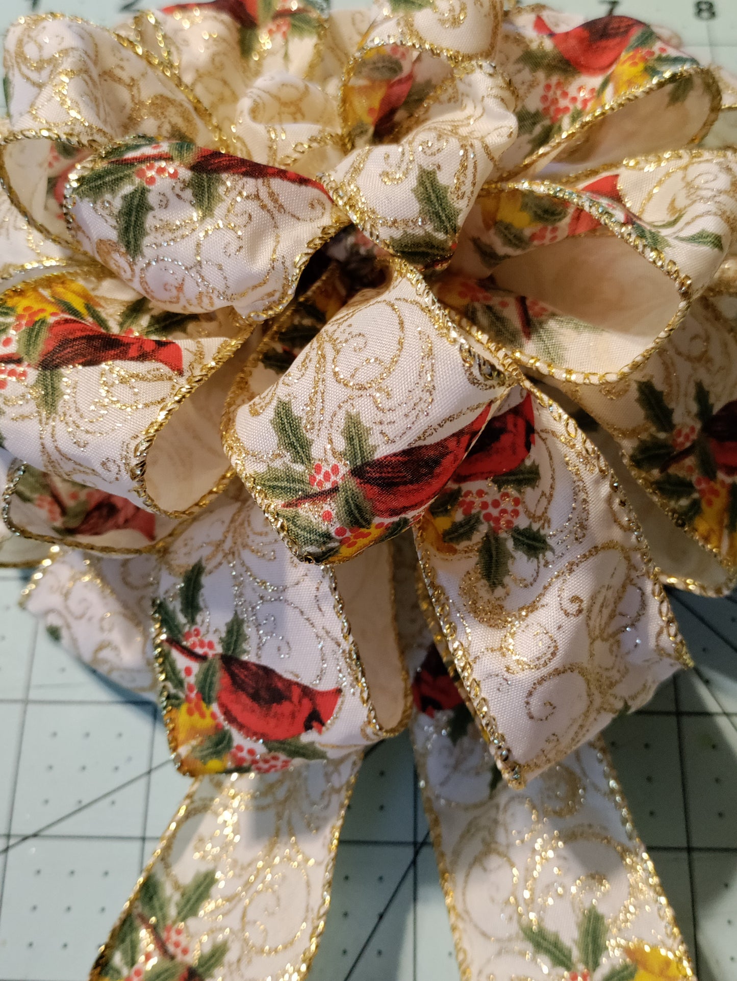 Red Cardinals with Gold Trimmings Bow