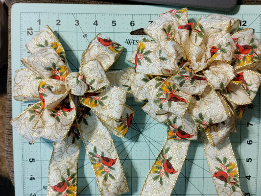 Red Cardinals with Gold Trimmings Bow