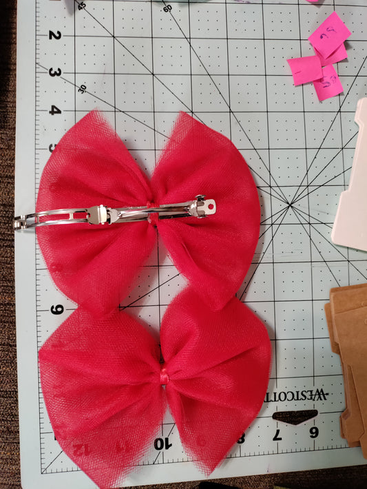Red Tulle Hair Bow