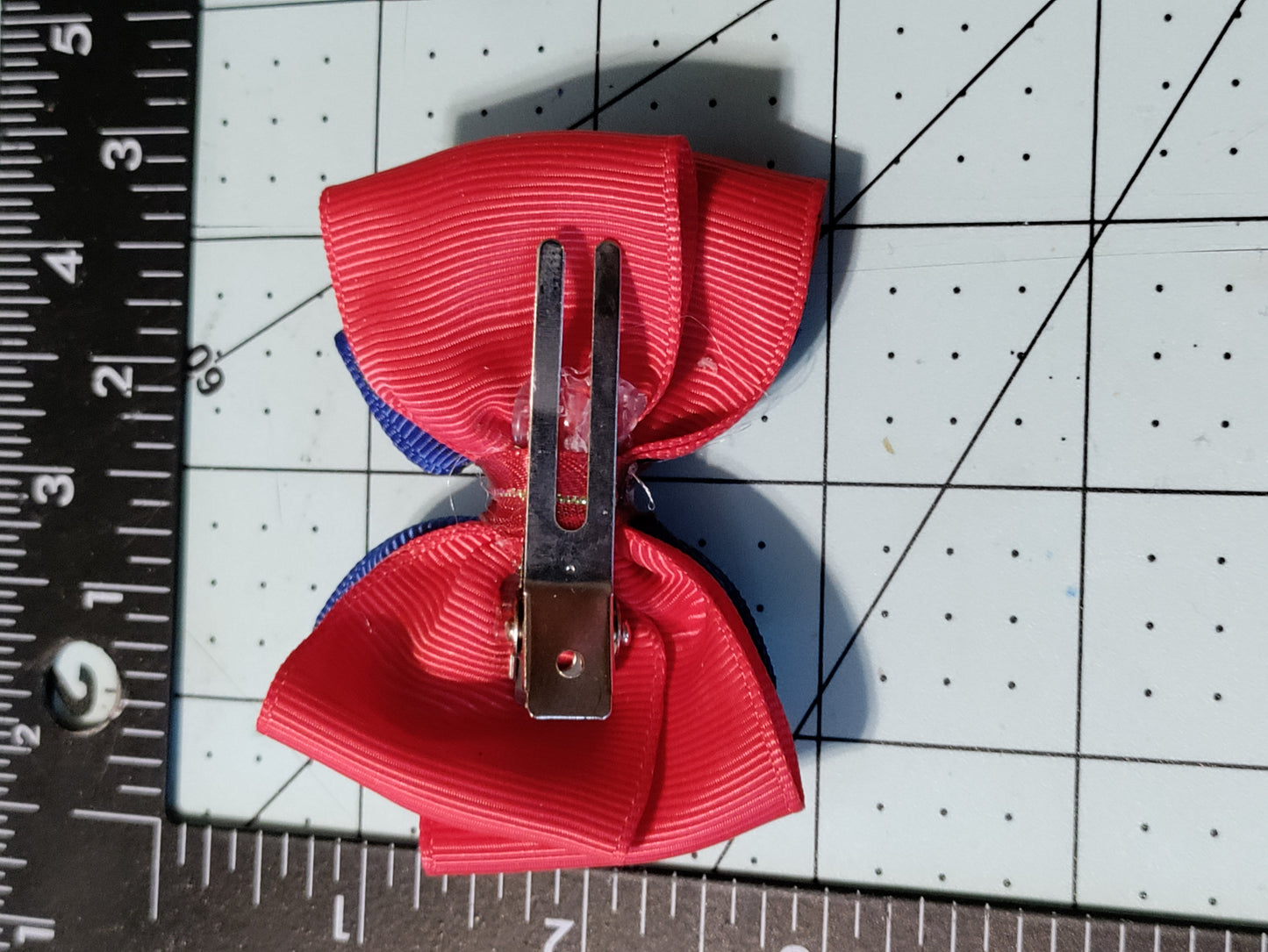 Red and Blue Double Hair Bow