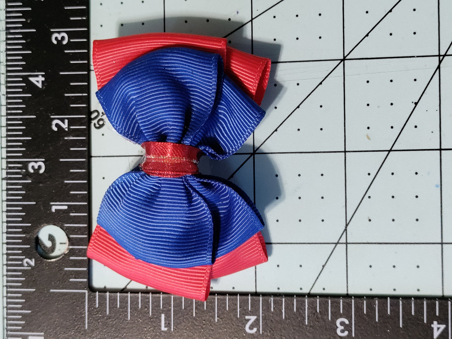 Red and Blue Double Hair Bow