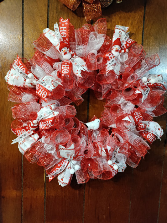 Red and White Christmas Wreath