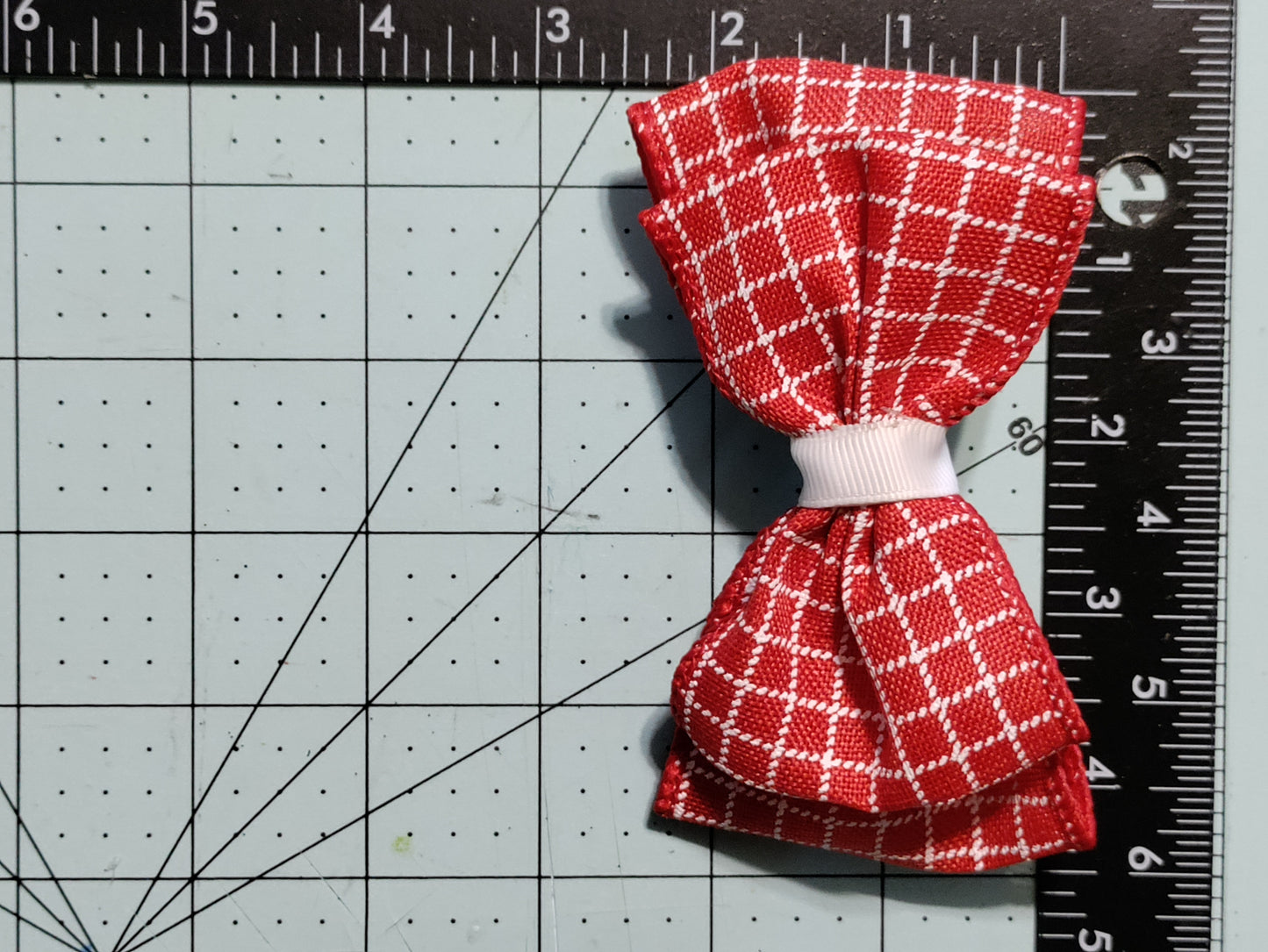 Red and White Plaid Hair Bow