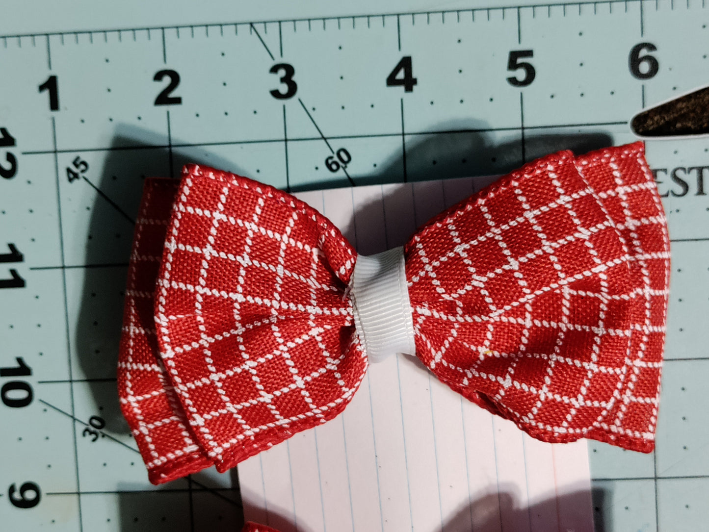Red and White Plaid Hair Bow