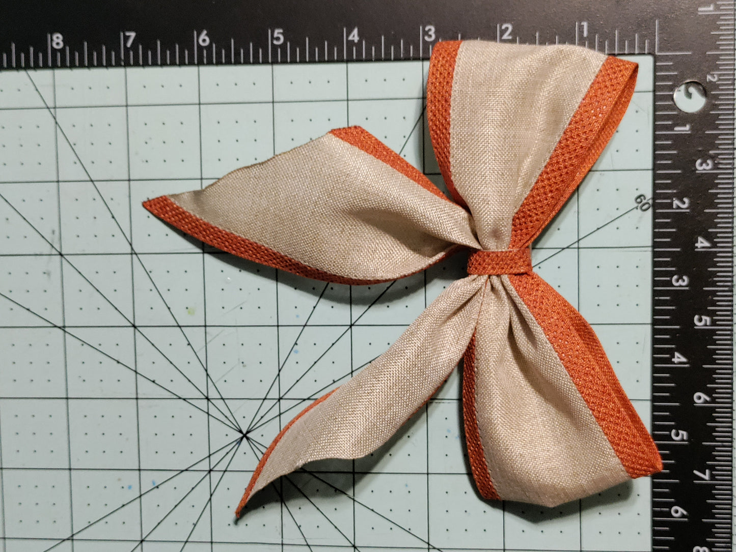 Taupe Trimmed in Burnt Orange Burlap Hair Bow