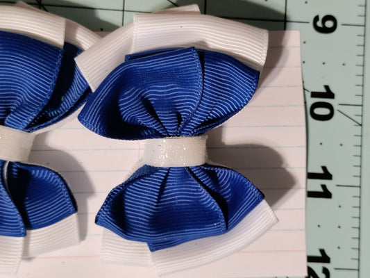 White and Blue Double Hair Bow