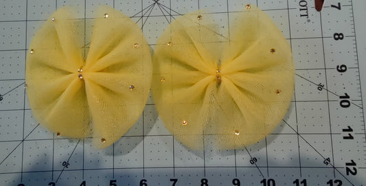 Yellow Tulle with Gold Accent Hair Bow