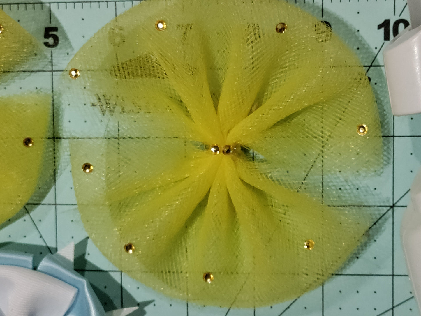Yellow Tulle with Gold Accent Hair Bow
